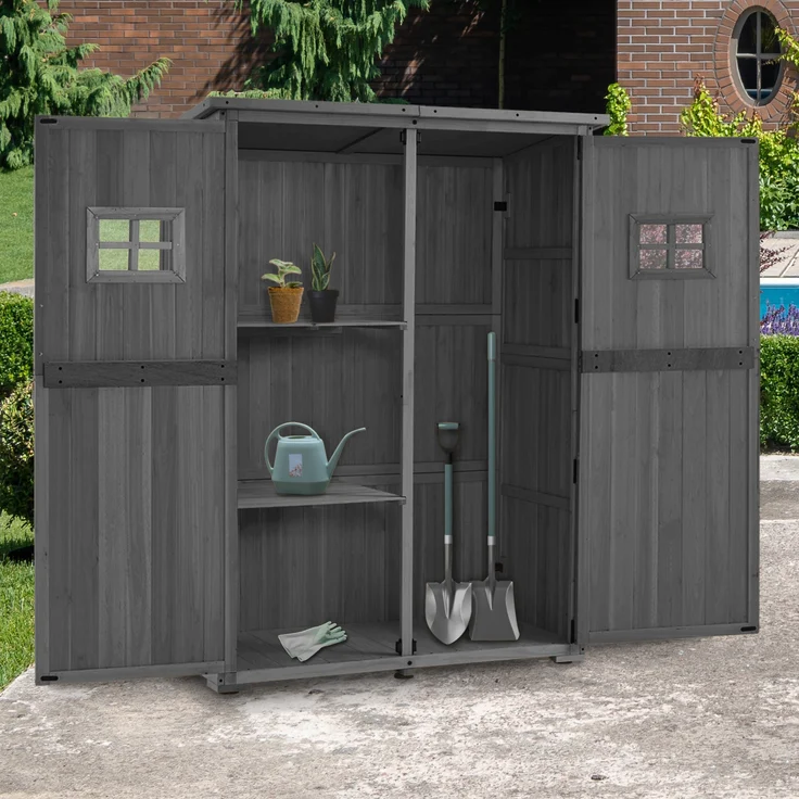 M MCombo Gartenschrank Gartenhaus Holz Outdoor Wetterfest , 0912EY(grau) – Bild 2