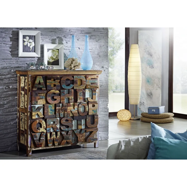 Kommode Altholz 90x40x100 mehrfarbig lackiert NATURE OF SPIRIT #70 – Bild 8
