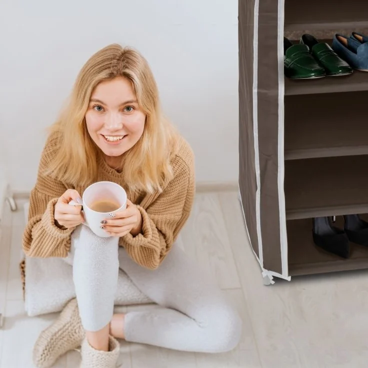 Schuhschrank Stoffbezug 9 Ablagen – Bild 3