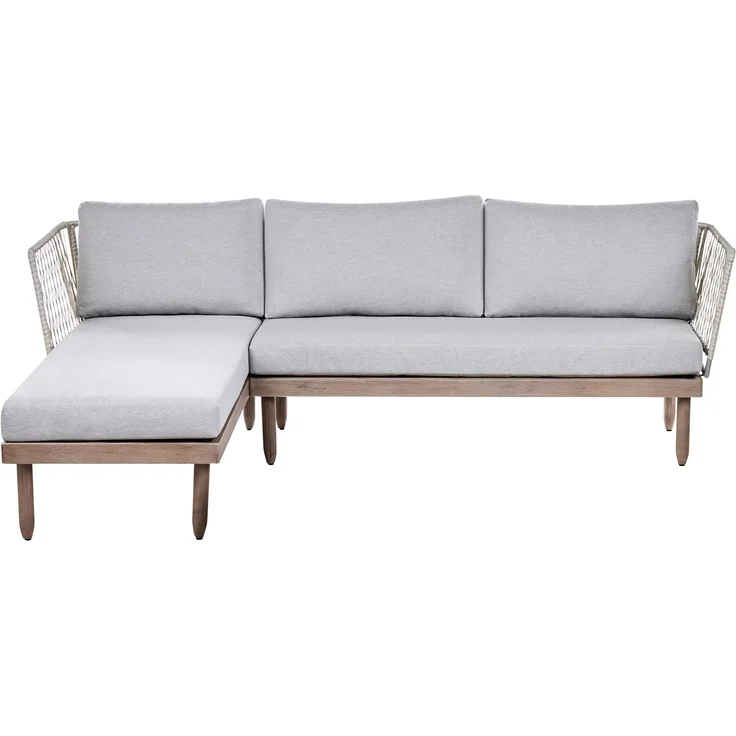 Lounge Set mit Tisch 4-Sitzer CREMONA Akazienholz Braun Grau rechtsseitig – Bild 5
