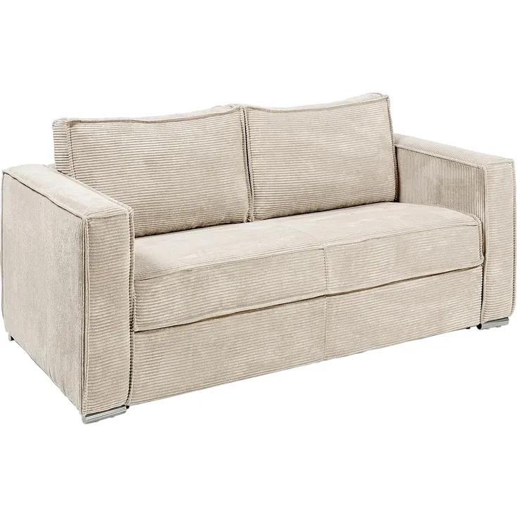 Vente-unique - LORETO Sofa SamtStoff Beige - B 95 cm x H 90 cm x L 195 cm – Bild 3