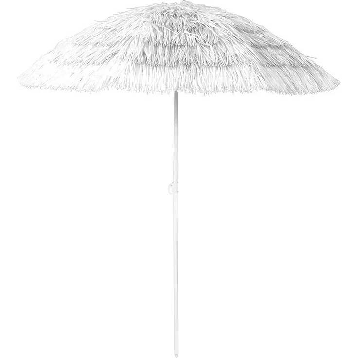 Hawaii Sonnenschirm Bastschirm Ø 160 cm UV30+ Strandschirm Knickschirm weiß