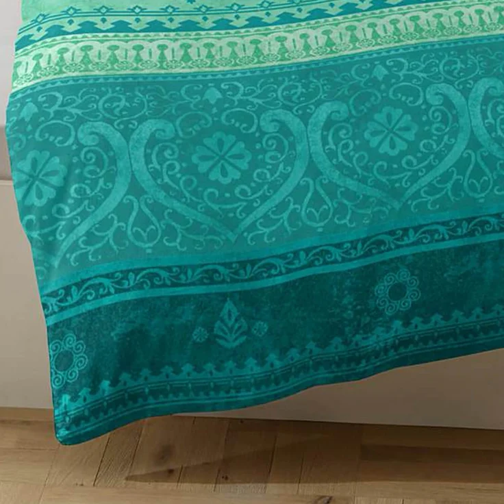Casatex Bettwäsche Indi Türkis Smaragd Satin 155 x 220 + 80 x 80 cm – Bild 6