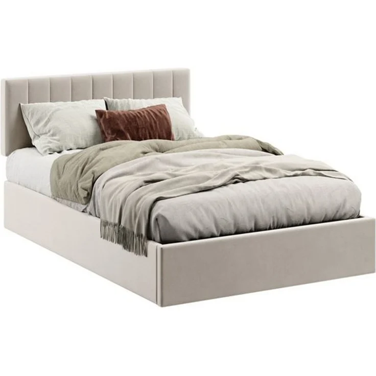 Home Collective Polsterbett mit Stauraum und Lattenrost Doppelbett Gepolstertes Bett (Verfügbare Größen: 140x200 und 160x200 cm), hydraulischer Bettkasten Kopfteil verstellbar samt Beige – Bild 4