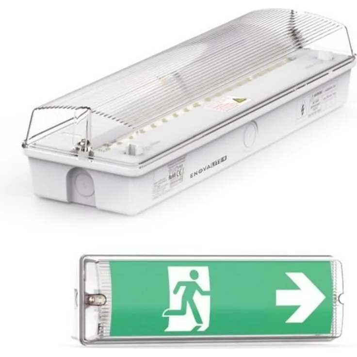 ENOVALITE LED Arbeitsleuchte LED-Fluchtwegleuchte, Notausgang mit Notstrom, TEST-Funktion, IP65, LED fest integriert, Tageslichtweiß, Fluchtwegleuchte, Notleuchte, Fluchtweg, Notbeleuchtung, Notfallakku