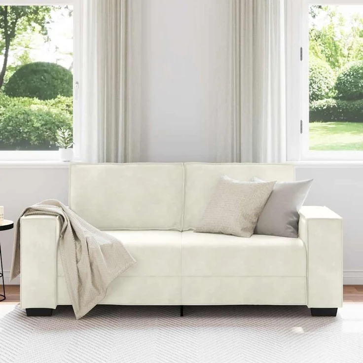 vidaXL 2-Sitzer-Sofa Creme 180x78x84 cm Samt 4105028 – Bild 2
