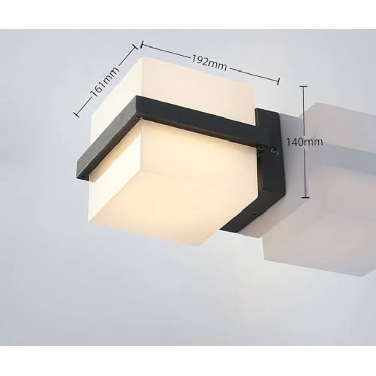 Lindby LED Wandleuchte Auron, spritzwassergeschützt, schwarz, 2-flammig für Außenwand/Hauswand – Bild 4
