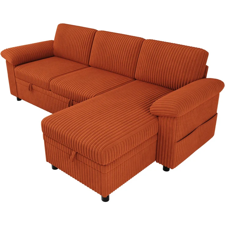 3-Sitzer L-förmiges Ecksofa 212 x 150 x 89 cm mit Schlaffunktion und Stauraum – Bild 6