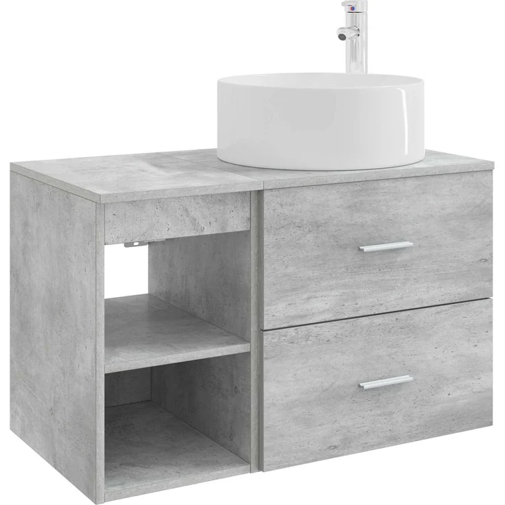 vidaXL Badezimmerschrank-Set 2 stk. Betongrau 79,5 x 44,5 x 80 cm 3403931 – Bild 2
