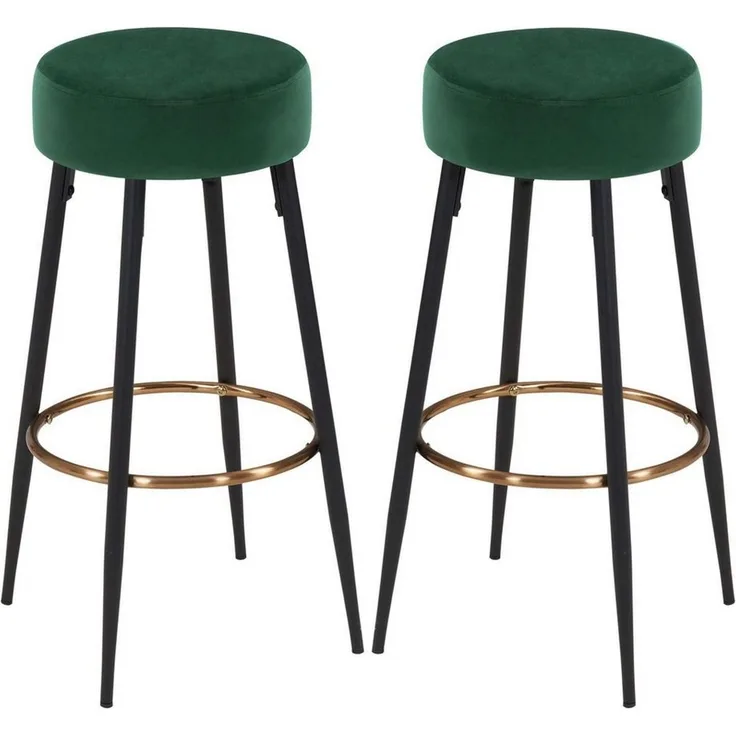 Duhome Barhocker (5168F), Barstühle 2er Set Runde Tresenhocker Samt Bistrohocker mit Fußstütze