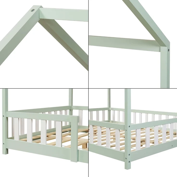 Kinderbett Sisimiut mit Matratze 140x200 cm Mintgrün / Weiß [en. casa] – Bild 7