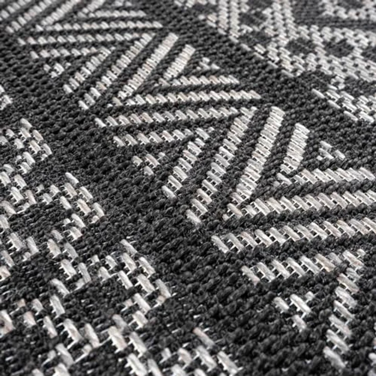 the carpet Calgary - robuster Outdoor Teppich, Flachgewebe, modernes Design, ideal für Küche und Esszimmer, Vintage-Optik, Boho-Style, auch für den Außenbereich, Anthrazit, 160x220 cm – Bild 8
