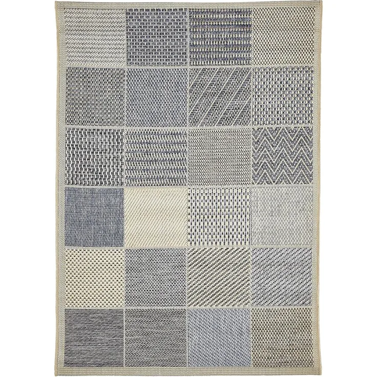 andiamo In- & Outdoor Teppich wetterfest und wasserdurchlässig Flachgewebe Kurzfloor 160x230 cm Beige-blau