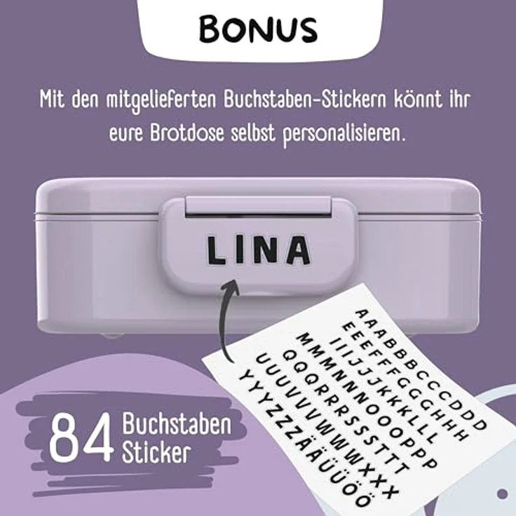 BEARFOOT Lunchbox Brotdose Kinder mit Fächern, leicht & auslaufsicher - lila, Kindergarten und Schule - Mädchen und Jungen, Vesperbox, Snackbox – Bild 8