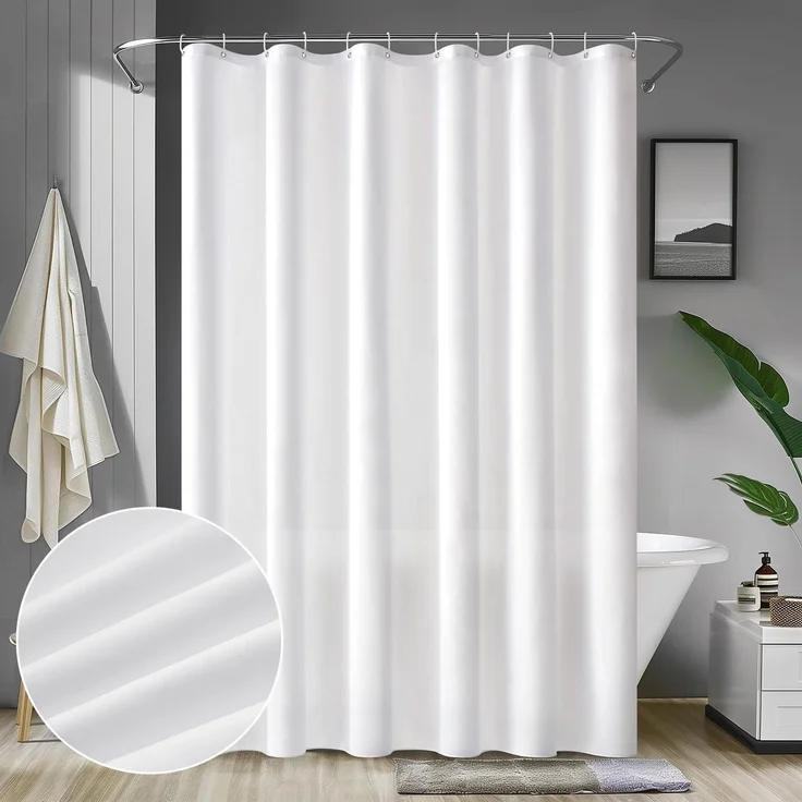 Duschvorhang 200x240cm Weiß Wasserdicht Badvorhang Anti-schimmel Textil Waschbar – Bild 1