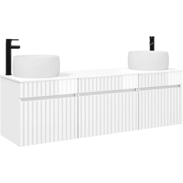 vidaXL Badezimmerschrank-Set 3 stk. Hochglanz Weiß 157 x 44,5 x 80 cm 3405771 – Bild 2