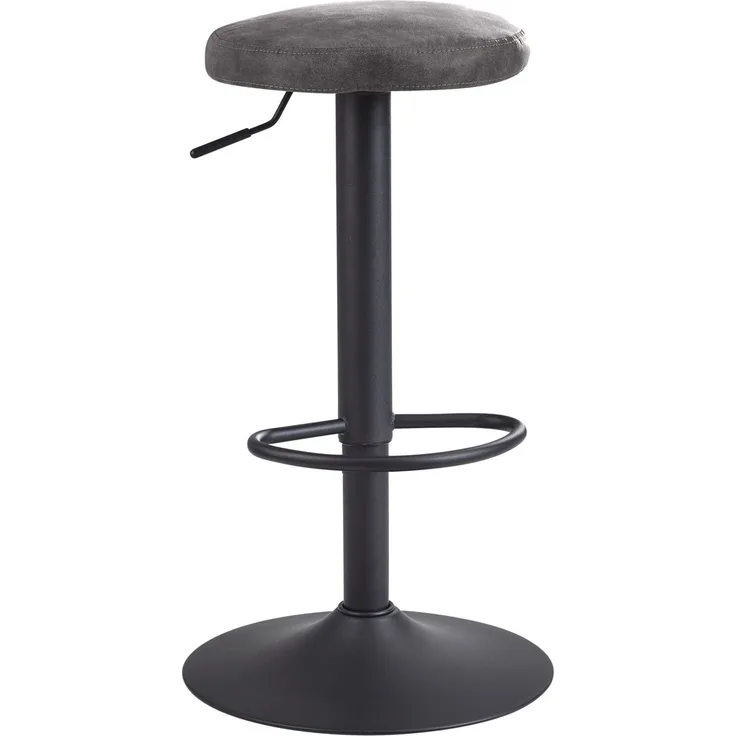 Wohnling Barhocker Grau Wildlederoptik Hocker ohne Lehne 58 - 79 cm | Küchenhocker Stoff / Metall 100kg | Des