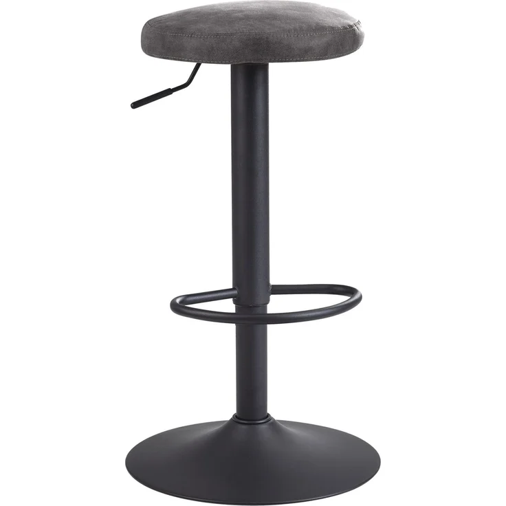 Wohnling Barhocker Grau Wildlederoptik Hocker ohne Lehne 58 - 79 cm | Küchenhocker Stoff / Metall 100kg | Des – Bild 1