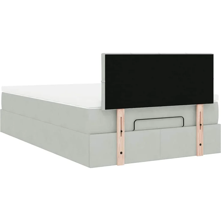 vidaXL Ottomane Bett mit Matratze & LEDs Hellgrau 120x190 cm Samt 3312608 – Bild 8