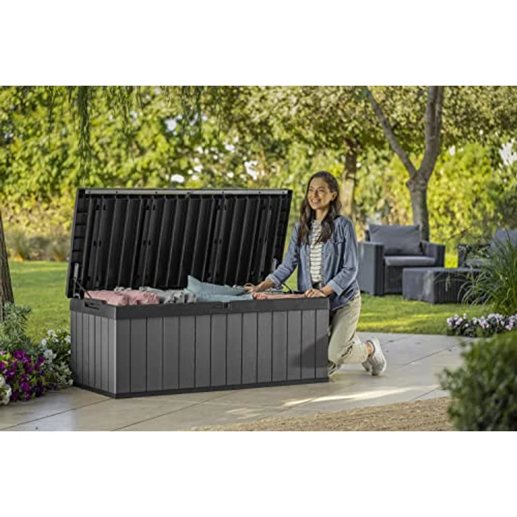 Keter Gartenbox Keter Aufbewahrungsbox DARWIN Anthrazit, 380 L, belastbar bis 300 kg, abschließbar – Bild 7