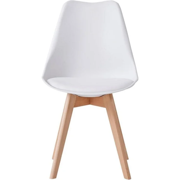 Esszimmerstuhl 8er Set Massivholzbeine Stuhlkissen 8 Stühle Weiß+beige – Bild 8