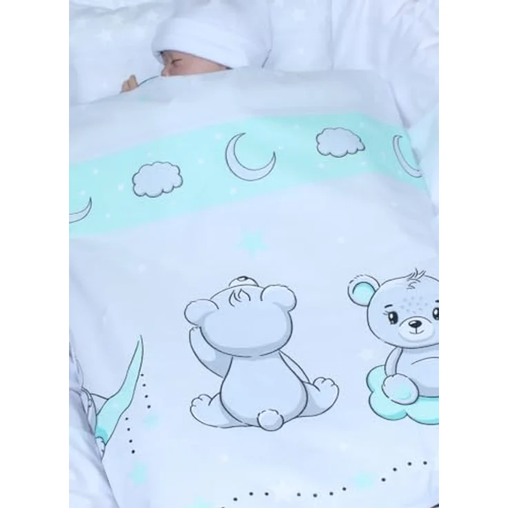 Kinderwagenset Baby Bettwäsche für Kinderwagen Bezüge Decke Kissen (Minze, 2 tlg) – Bild 3