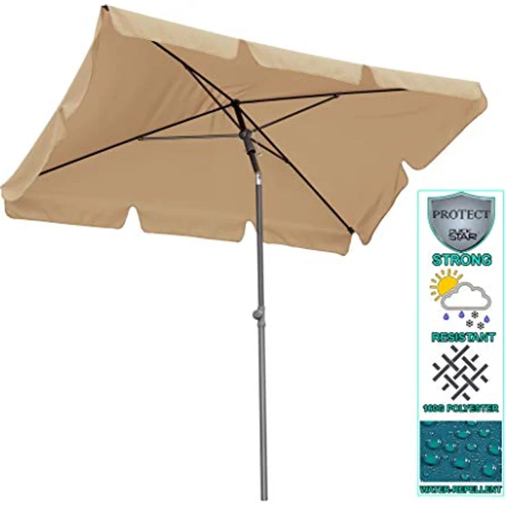 Quick Star Sonnenschirm Sonnenschirm 2x1,25m Rechteckig Sand, LxB: 125x200 cm, Abknickbar, Drehbar, Höhenverstellbar – Bild 9