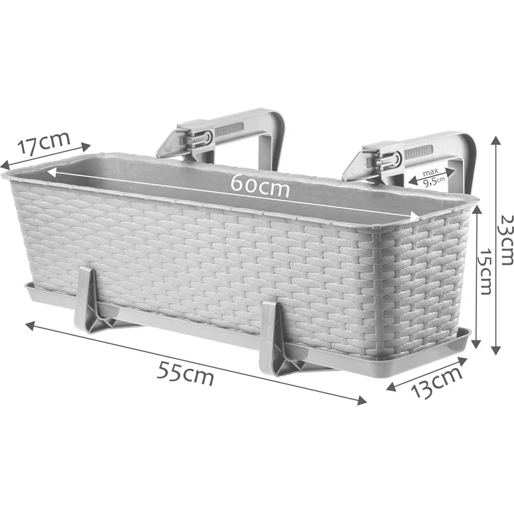 KADAX Blumentopf-Balkon-Pflanzgefäßständer 60 cm grau – Bild 2