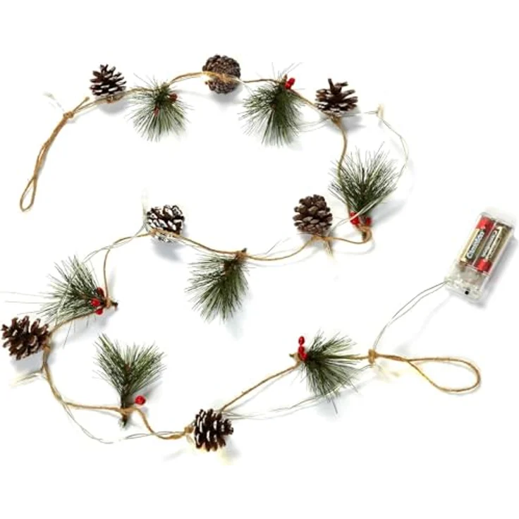 HEITMANN DECO LED-Lichterkette mit Tannenzapfen & Zweigen – 10 warmweiße LEDs, batteriebetrieben – Weihnachtsdeko für Innenräume, Braun – Bild 1