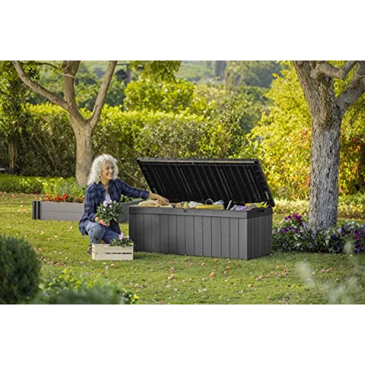 Keter Gartenbox Keter Aufbewahrungsbox DARWIN Anthrazit, 380 L, belastbar bis 300 kg, abschließbar – Bild 5