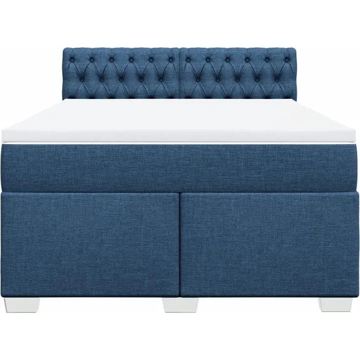 vidaXL Boxspringbett mit Matratze Blau 160x200 cm Stoff 3285952 – Bild 4