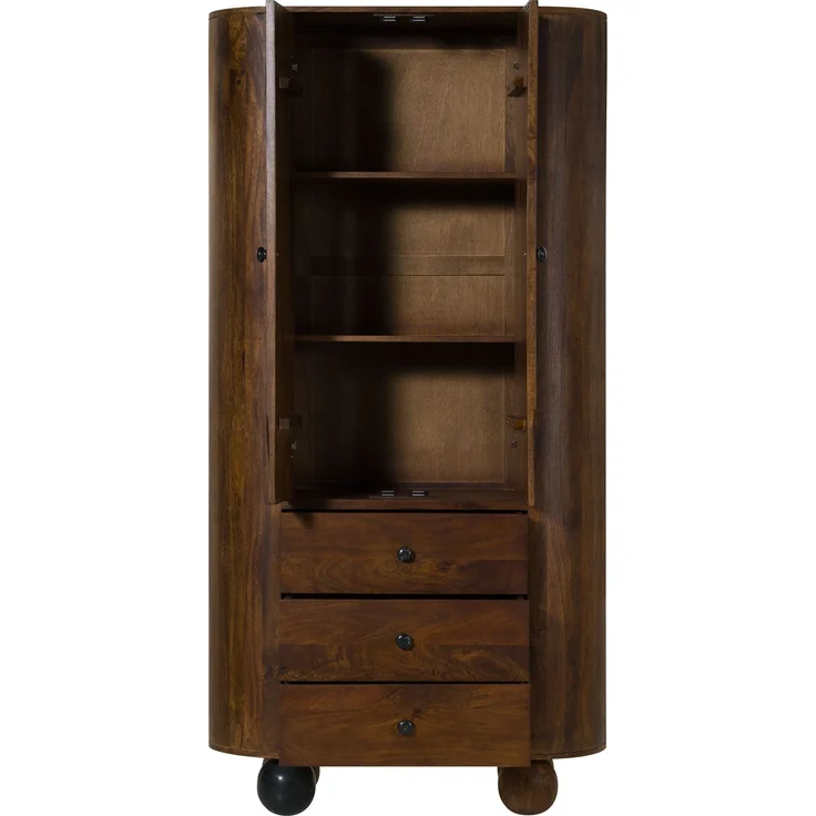 Schrank Mango 100x40x200 dunkelbraun lackiert / Marmor schwarz FLORENZ #215 – Bild 2