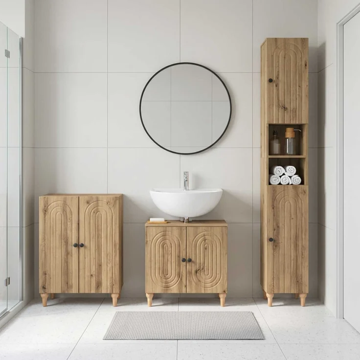 vidaXL 3-teiliges Badezimmer-Schranksystem ALKMAAR Artisan-Eiche 3417431 – Bild 1