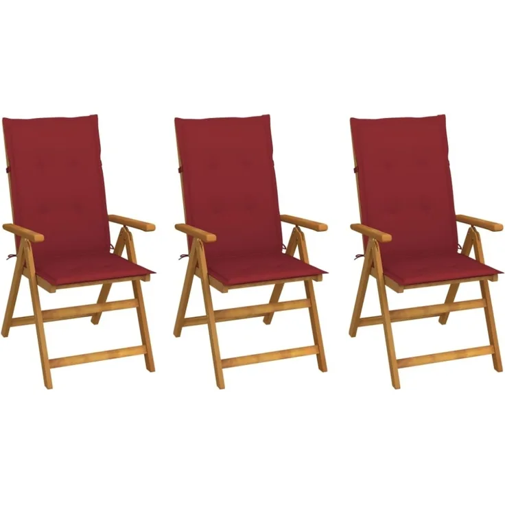 vidaXL Klappbare Gartenstühle 3 Stk. mit Auflagen Massivholz Akazie 3064098