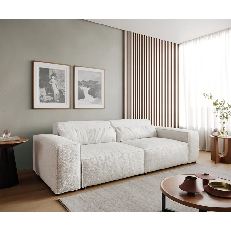 Big-Sofa Sirpio 230x95 cm Bouclé Creme-Weiß – Bild 1
