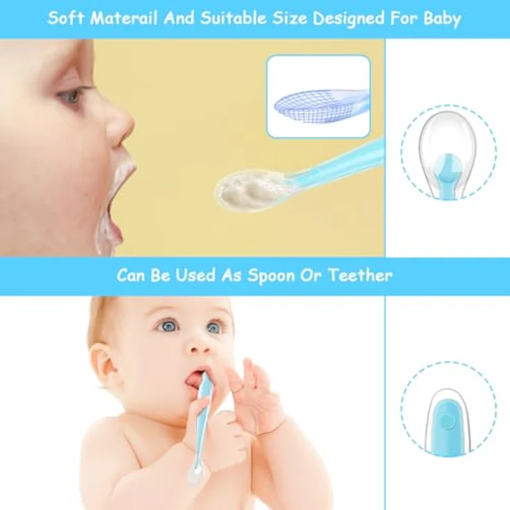 Vicloon Babylöffel, 5 Stück Baby Fütterlöffel aus Extra Weich Silikon, BPA Frei, Breilöffel Lang, Säugling Beikost Esslöffel für Baby & Kleinkind Säugling Kinder ab 4 Monate – Bild 3
