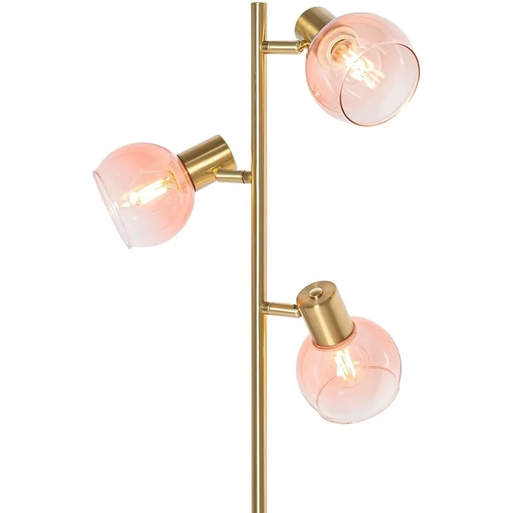 Qazqa Stehlampe Vidro, ohne Leuchtmittel, E14, Rosa, Art Deco, Stahl, 3-flammig – Bild 6