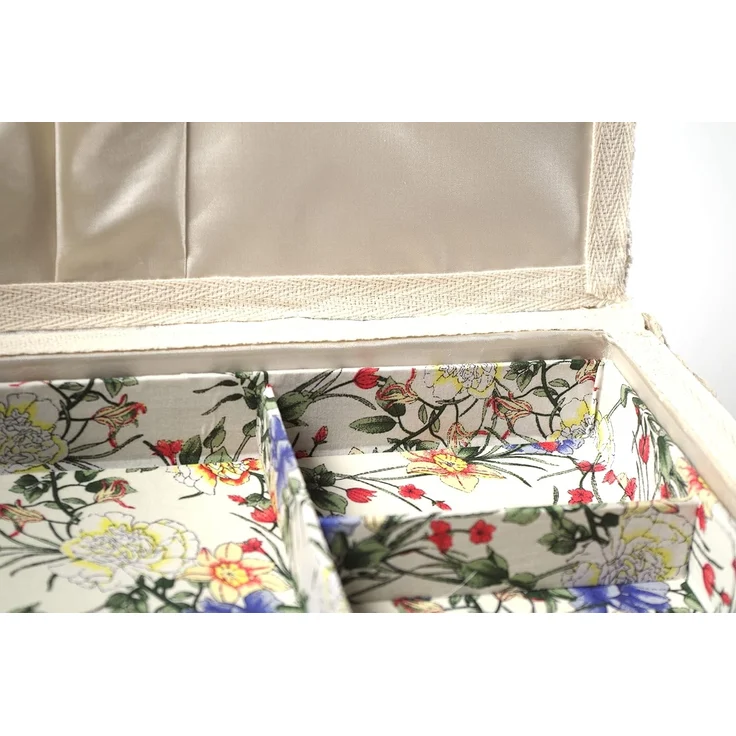 Kobolo Nähkorb Nähkästchen eckig mit Blumenmuster und Griff (mit Organisationseinsatz) – Bild 6