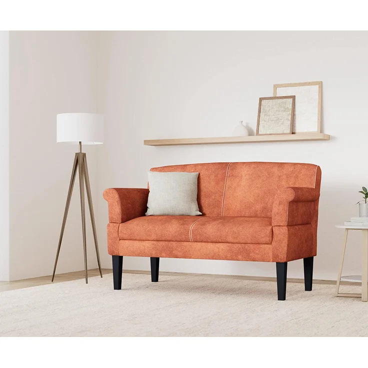 CAVADORE 2-Sitzer Küchensofa Malm, Sitzbank für Küche oder Esszimmer in Lederoptik, Inkl. Armteilverstellung, Federkern und moderner Kontrastnaht, 152 x 97 x 78, Mikrofaser: cognac – Bild 11