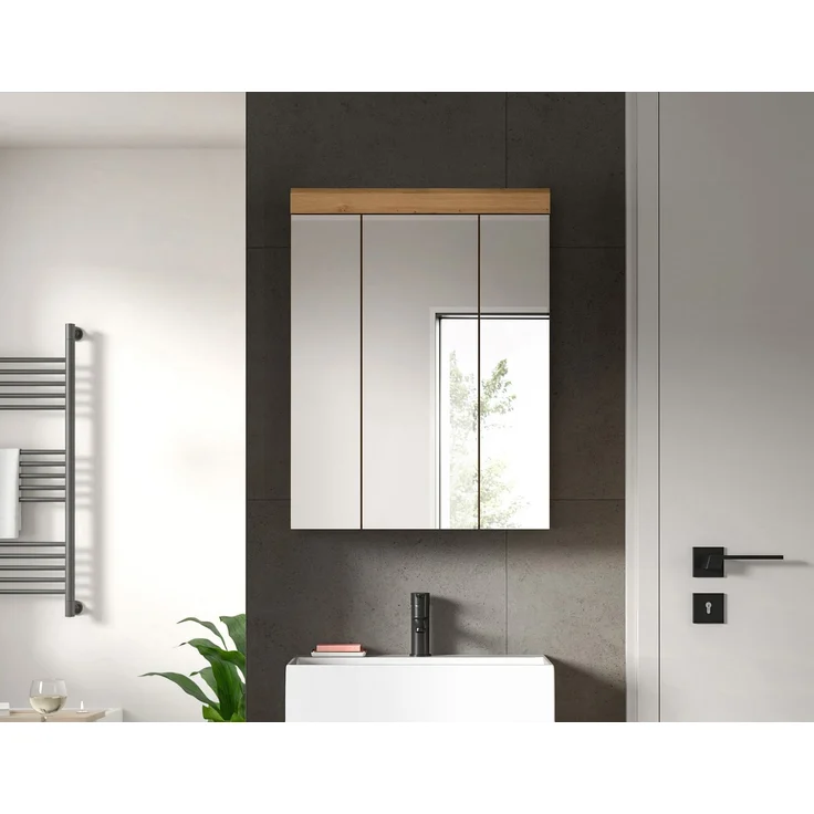 Xonox 'Scout' Spiegelschrank (B/H/T: 60x79x18 cm) in Salbei und Artisan Eiche Nachbildung – Bild 6