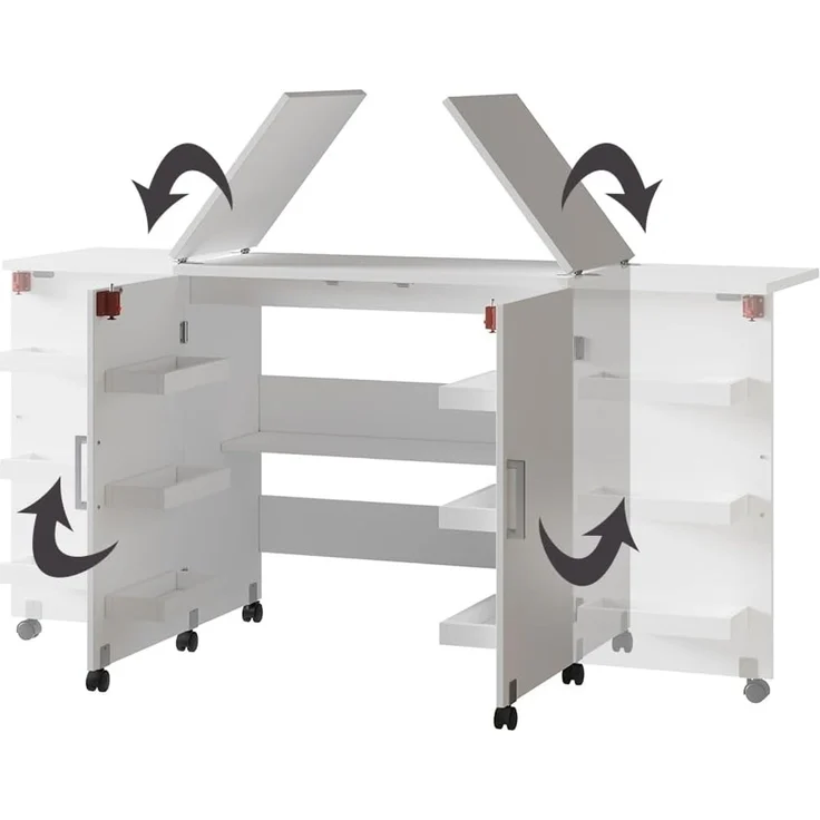 Nähtisch Carmen Weiß 160 x 80.2 cm mit 6 Regalfächer Vicco – Bild 5