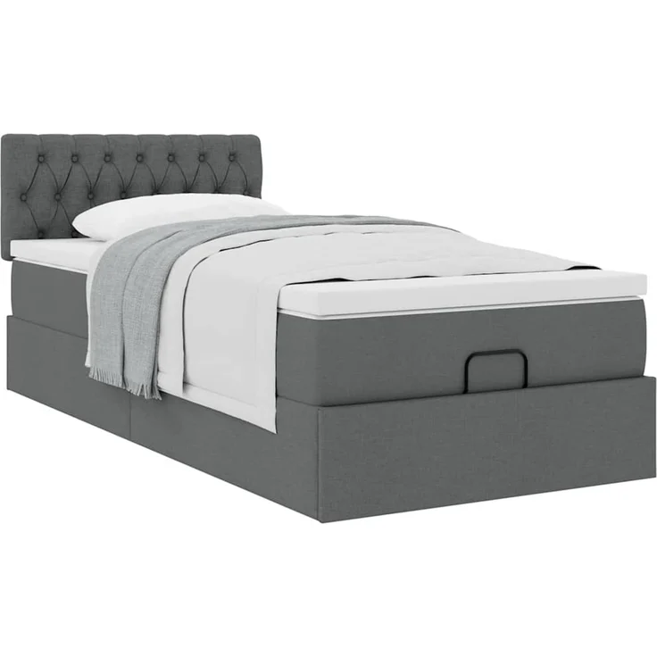 vidaXL Ottoman-Bett mit Matratze Dunkelgrau 90x200 cm Stoff 3311512 – Bild 9