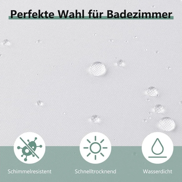 Agger Duschvorhang Anti-Schimmel Badezimmervorhang, Wasserdicht und Waschbar Breite 180 cm (1-tlg), Perfekt für Badewanne & Dusche – Bild 3