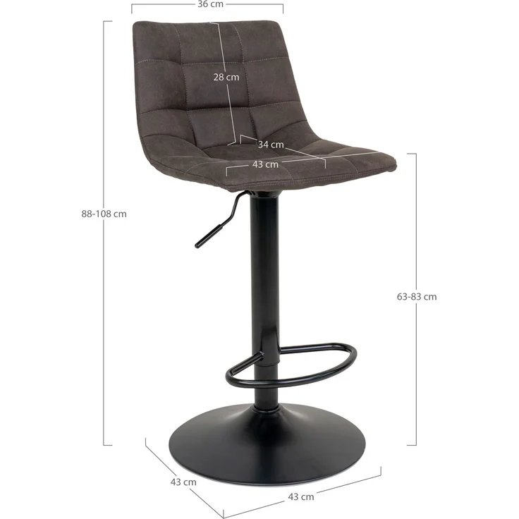 House Nordic Barstuhl, Mikrofaser, dunkelgrau, schwarze Beine, HN1229 - 2er set – Bild 6