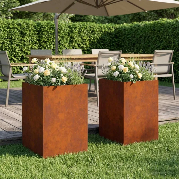 vidaXL Garten-Pflanzgefäß 2 Stk. Rostoptik 40 x 40 x 75 cm 8005385 – Bild 1