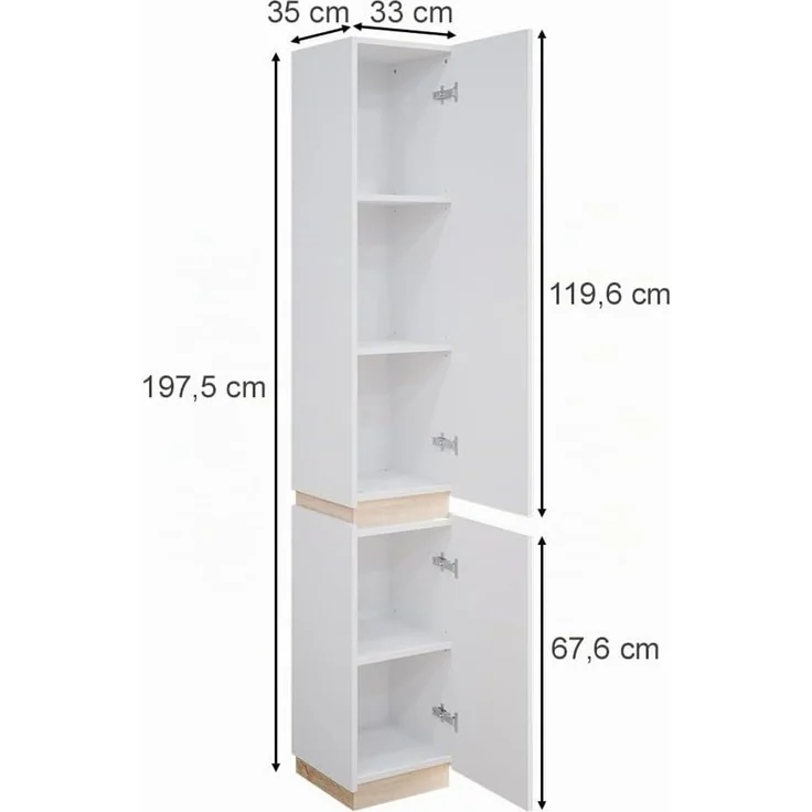 Badschrank Gloria Weiß 33 x 197.5 cm mit 2 Türen Vicco – Bild 3