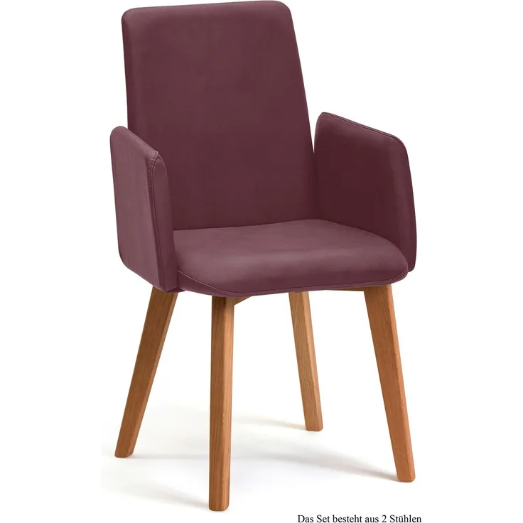 Armlehnstuhl (2er-Set) Darcie 52x92x60 Eiche geölt/Marsala