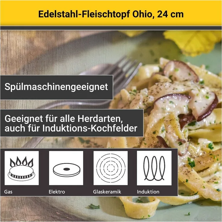 Fleischtopf OHIO 24 cm 5,5 L Glasdeckel