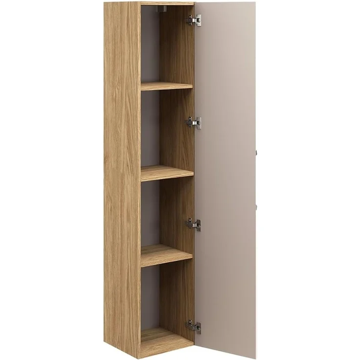Lomadox Hochschrank OLUO-56-BEIGE Badschrank, 1-türig, Eiche mit beige, 3D-Struktur – Bild 5