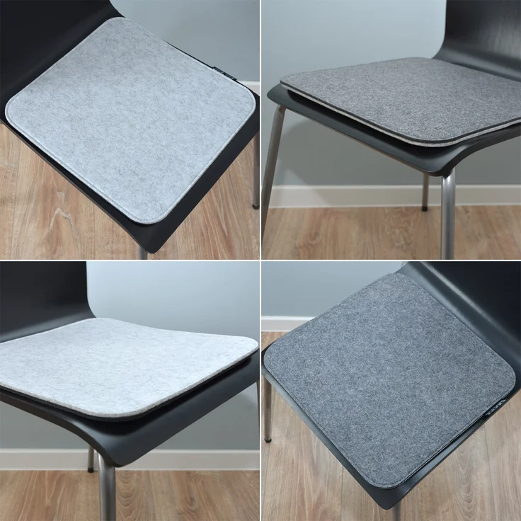 4er Set Filz Sitzkissen zum Wenden Grau 35x35x0,8cm – Bild 5